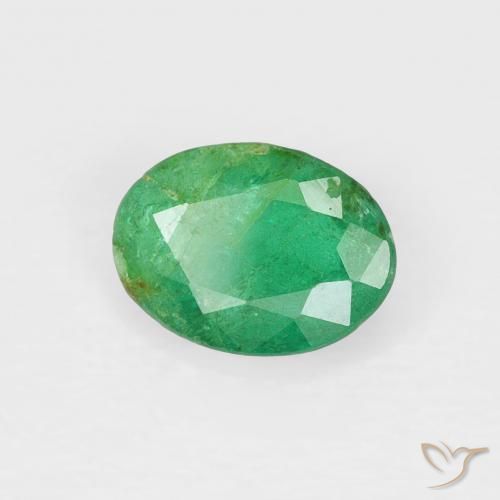 0.70 ct Green Emerald Stone, Natural Emerald in Oval Facet Shape for Sale