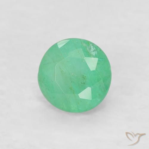 0.16 ct Green Emerald Stone, Natural Emerald in Round Facet Shape for Sale
