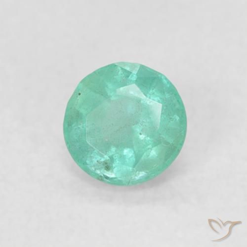 0.15 ct Green Emerald Stone, Natural Emerald in Round Facet Shape for Sale