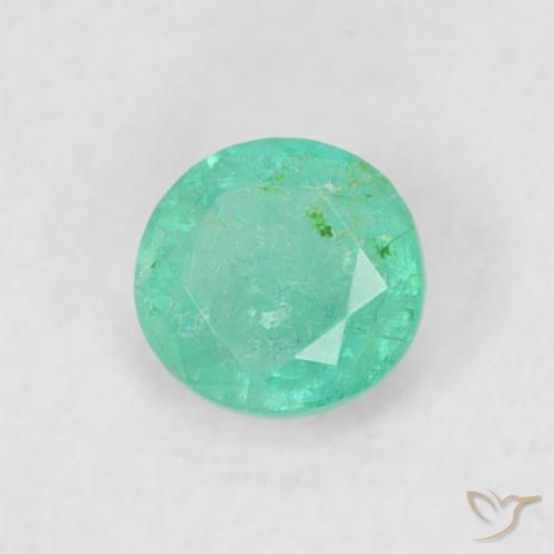 0.18 ct Green Emerald Stone, Natural Emerald in Round Facet Shape for Sale