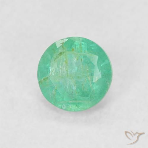 0.17 ct Green Emerald Stone, Natural Emerald in Round Facet Shape for Sale