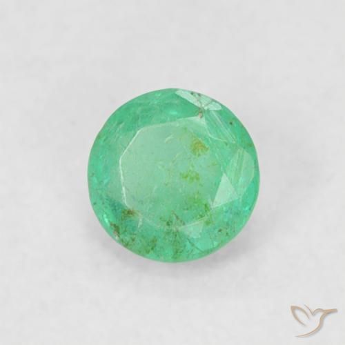 0.17 ct Green Emerald Stone, Natural Emerald in Round Facet Shape for Sale