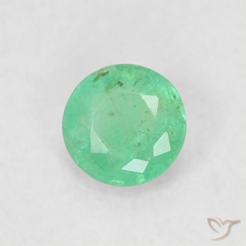 0.17 ct Green Emerald Stone, Natural Emerald in Round Facet Shape for Sale