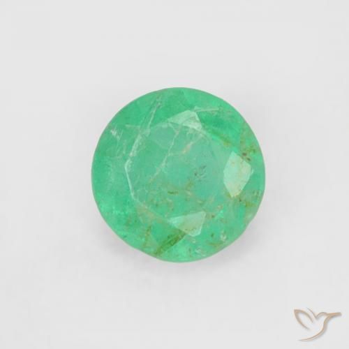 0.16 ct Green Emerald Stone, Natural Emerald in Round Facet Shape for Sale