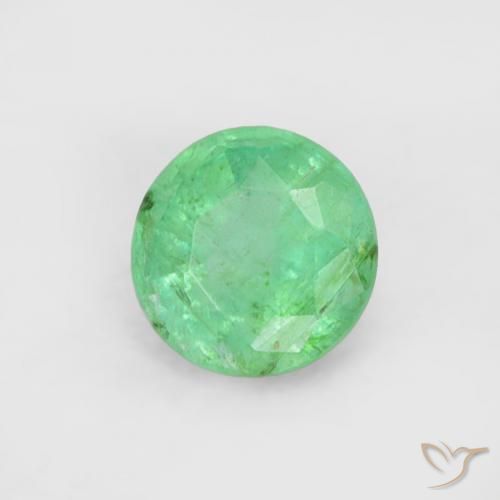 0.16 ct Green Emerald Stone, Natural Emerald in Round Facet Shape for Sale