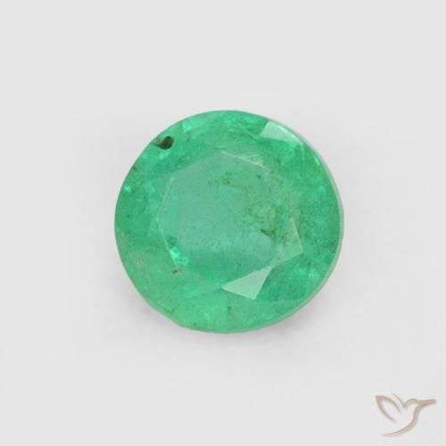 0.18 ct Green Emerald Stone, Natural Emerald in Round Facet Shape for Sale