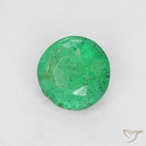 0.16 ct Green Emerald Stone, Natural Emerald in Round Facet Shape for Sale