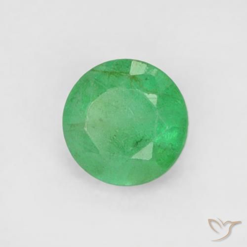0.19 ct Green Emerald Stone, Natural Emerald in Round Facet Shape for Sale