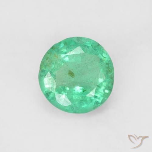 0.18ct Natural Blue Green Emerald, Round, SI, Photo A