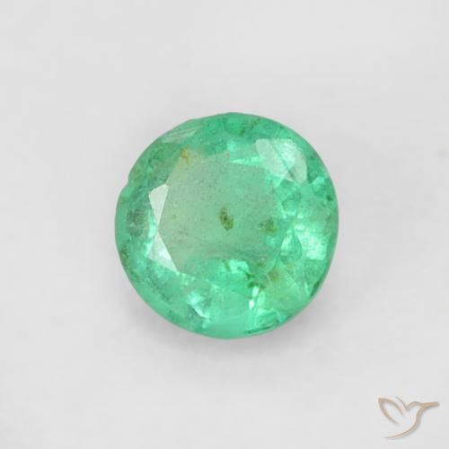 0.18 ct Green Emerald Stone, Natural Emerald in Round Facet Shape for Sale