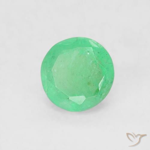 0.17 ct Green Emerald Stone, Natural Emerald in Round Facet Shape for Sale