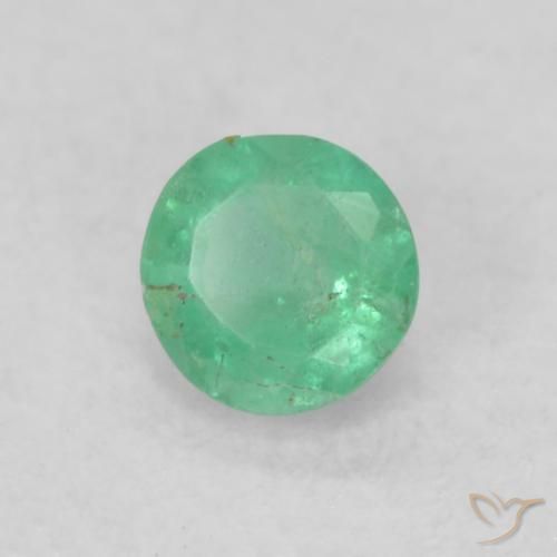 0.19 ct Green Emerald Stone, Natural Emerald in Round Facet Shape for Sale