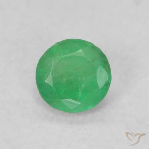 0.18 ct Green Emerald Gemstone, Emerald Gem in Round Facet Shape for Sale.