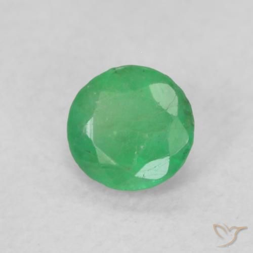 0.18 ct Green Emerald Stone, Natural Emerald in Round Facet Shape for Sale