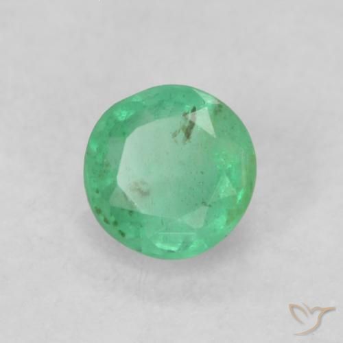 0.20 ct Green Emerald Stone, Natural Emerald in Round Facet Shape for Sale