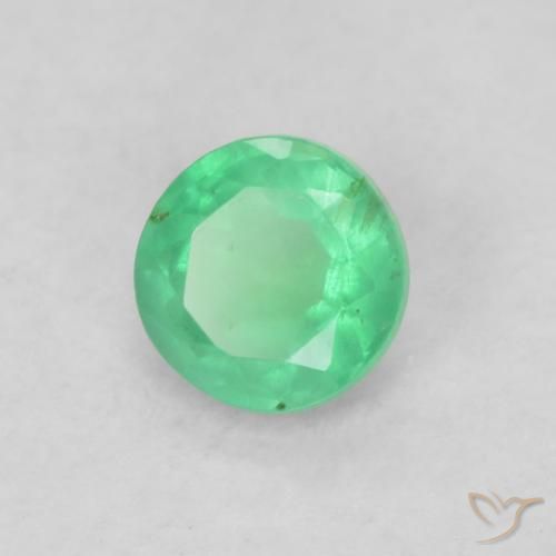 0.17 ct Green Emerald Stone, Natural Emerald in Round Facet Shape for Sale
