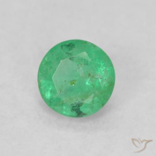 0.17 ct Green Emerald Stone, Natural Emerald in Round Facet Shape for Sale