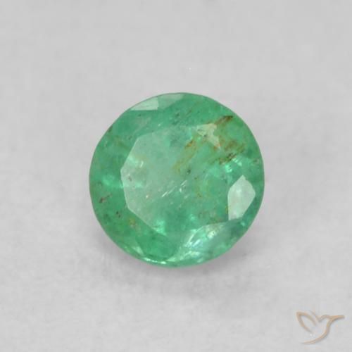 0.16 ct Green Emerald Stone, Natural Emerald in Round Facet Shape for Sale