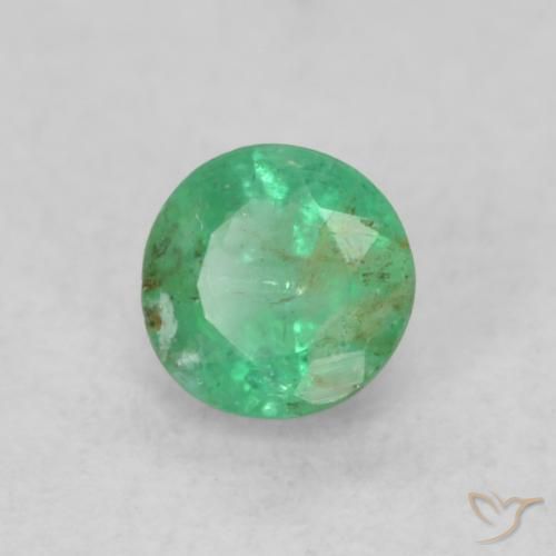 0.18 ct Green Emerald Stone, Natural Emerald in Round Facet Shape for Sale