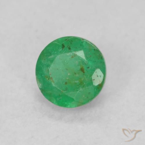 0.18 ct Green Emerald Stone, Natural Emerald in Round Facet Shape for Sale