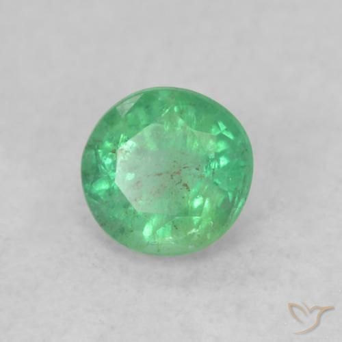 0.18 ct Green Emerald Stone, Natural Emerald in Round Facet Shape for Sale