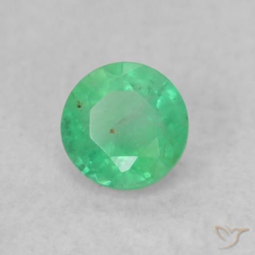 0.18 ct Green Emerald Stone, Natural Emerald in Round Facet Shape for Sale