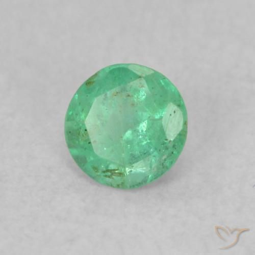 0.16 ct Green Emerald Stone, Natural Emerald in Round Facet Shape for Sale
