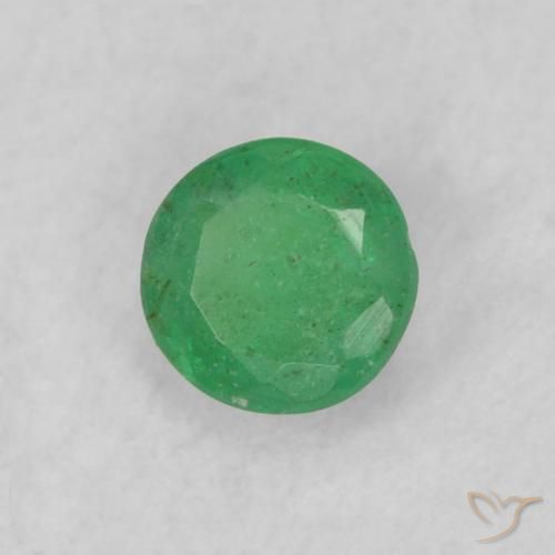 0.18 ct Green Emerald Stone, Natural Emerald in Round Facet Shape for Sale