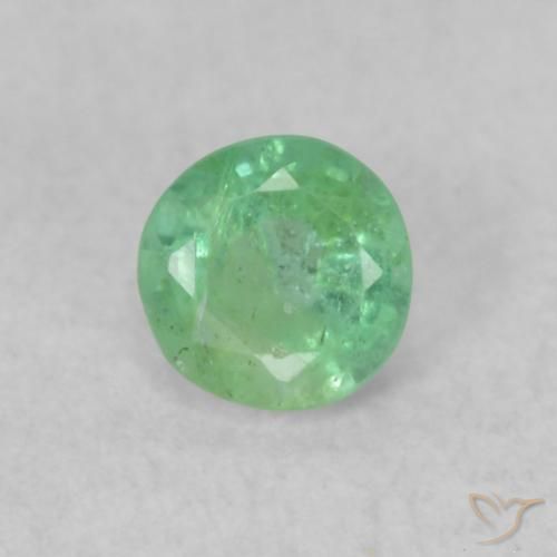 0.17ct Natural Pale Yellowish Green Emerald, Round, SI