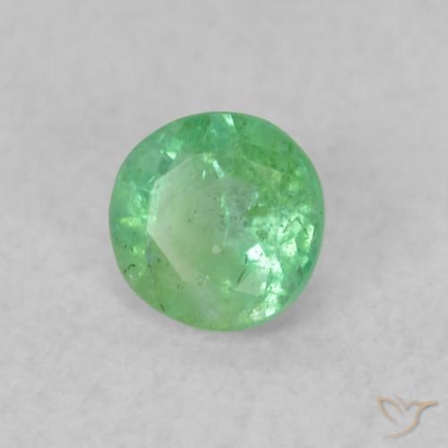 0.17 ct Green Emerald Stone, Natural Emerald in Round Facet Shape for Sale