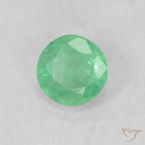 0.19 ct Green Emerald Stone, Natural Emerald in Round Facet Shape for Sale