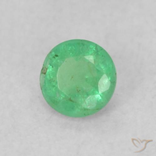 0.16 ct Green Emerald Stone, Natural Emerald in Round Facet Shape for Sale