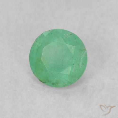 0.16 ct Green Emerald Stone, Natural Emerald in Round Facet Shape for Sale