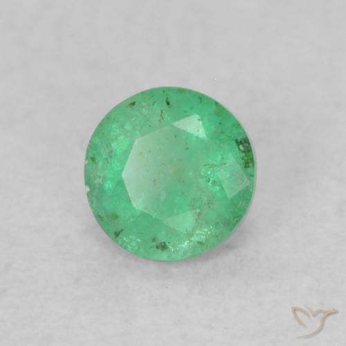 0.17 ct Green Emerald Stone, Natural Emerald in Round Facet Shape for Sale