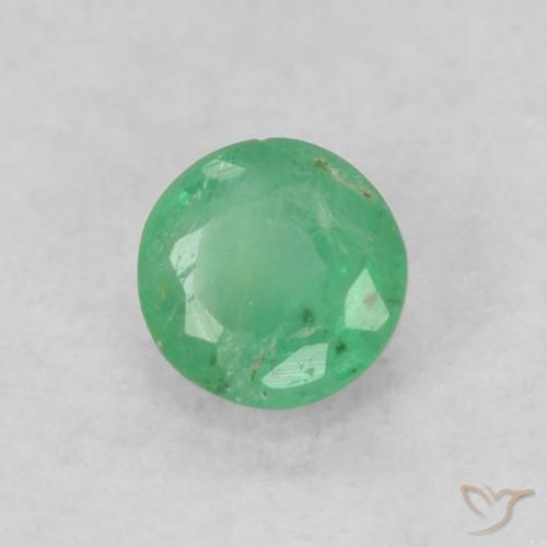 0.19 ct Green Emerald Stone, Natural Emerald in Round Facet Shape for Sale