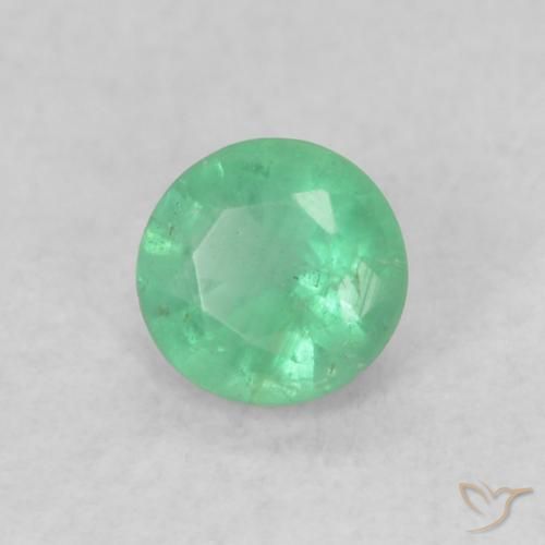 0.17 ct Green Emerald Stone, Natural Emerald in Round Facet Shape for Sale