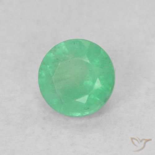 0.17 ct Green Emerald Stone, Natural Emerald in Round Facet Shape for Sale