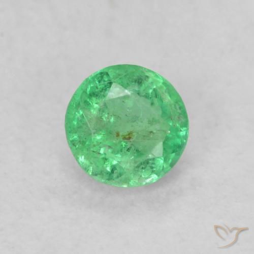 0.16 ct Green Emerald Stone, Natural Emerald in Round Facet Shape for Sale