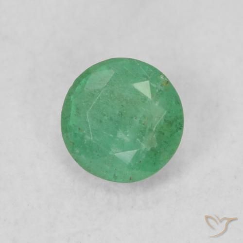0.18 ct Green Emerald Stone, Natural Emerald in Round Facet Shape for Sale