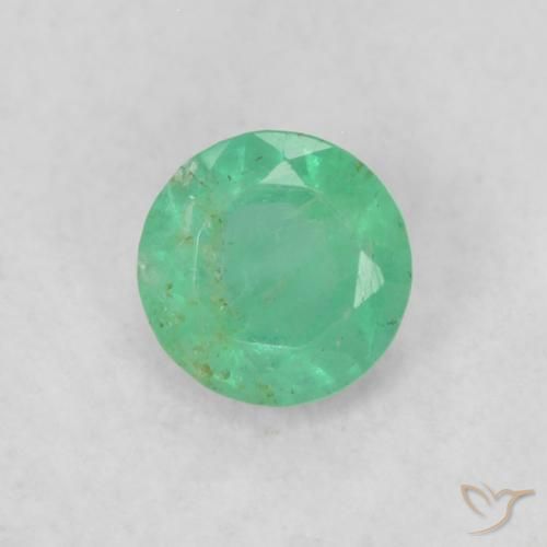 0.16 ct Green Emerald Stone, Natural Emerald in Round Facet Shape for Sale