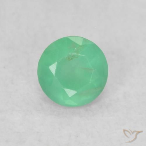 0.15 ct Green Emerald Stone, Natural Emerald in Round Facet Shape for Sale