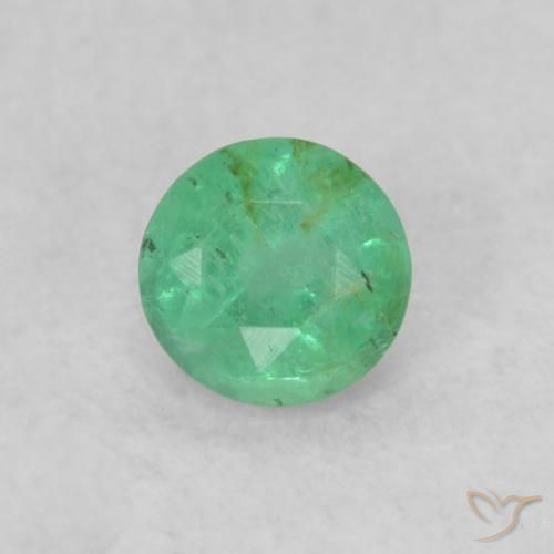 0.17ct Natural Yellowish Green Emerald, Round, SI