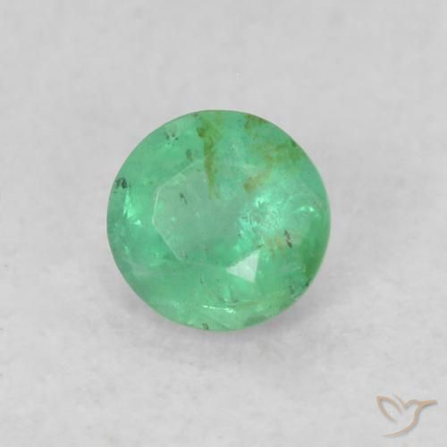 0.17 ct Green Emerald Stone, Natural Emerald in Round Facet Shape for Sale