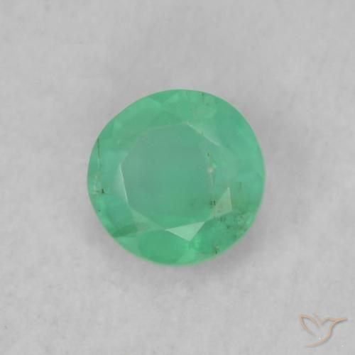 0.18 ct Green Emerald Stone, Natural Emerald in Round Facet Shape for Sale