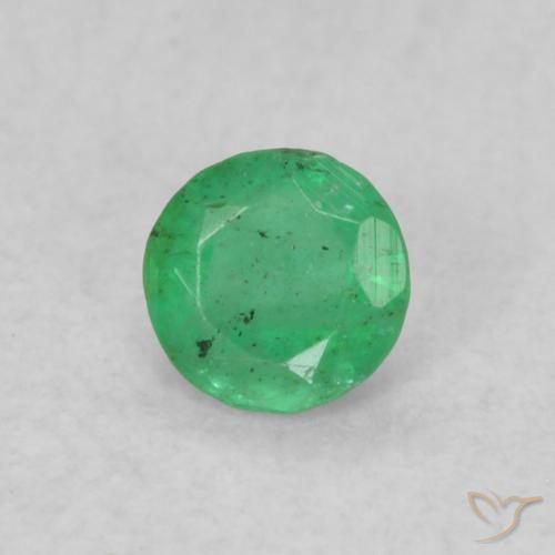 0.16 ct Green Emerald Stone, Natural Emerald in Round Facet Shape for Sale