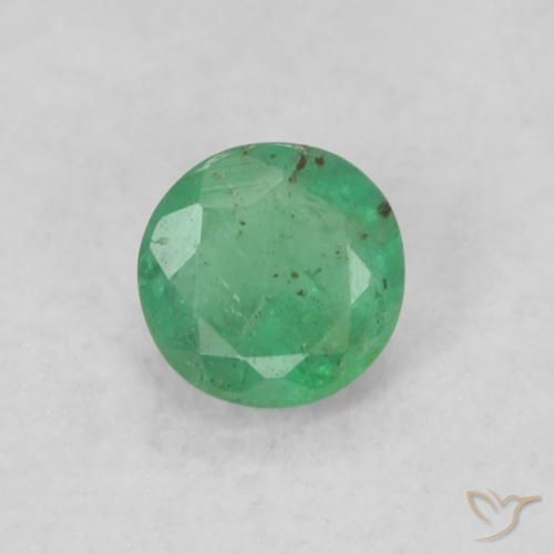 0.17ct Natural Light Cool Green Emerald, Round, SI