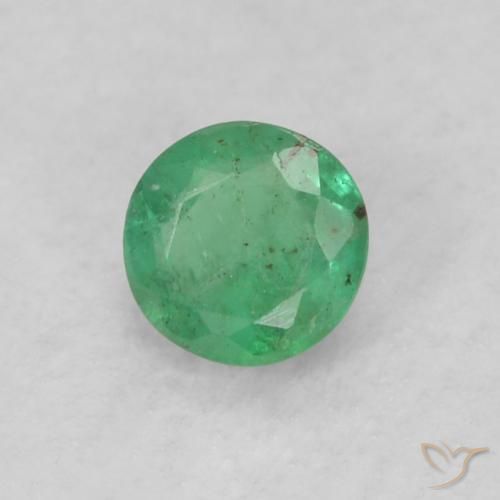 0.17 ct Green Emerald Stone, Natural Emerald in Round Facet Shape for Sale