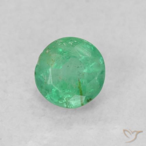 0.18 ct Green Emerald Stone, Natural Emerald in Round Facet Shape for Sale