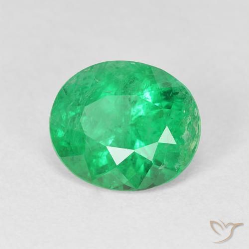 2.38 ct Green Emerald Stone, Natural Emerald in Oval Facet Shape for Sale
