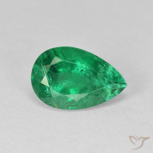 2.20 ct Green Emerald Stone, Natural Emerald in Pear Facet Shape for Sale